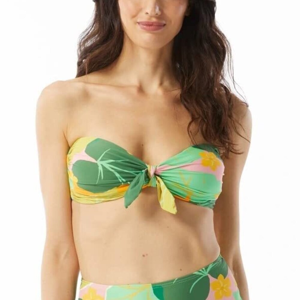 NWT Kate Spade New York Cucumber Floral Knot Tie Bandeau Bikini Top XL